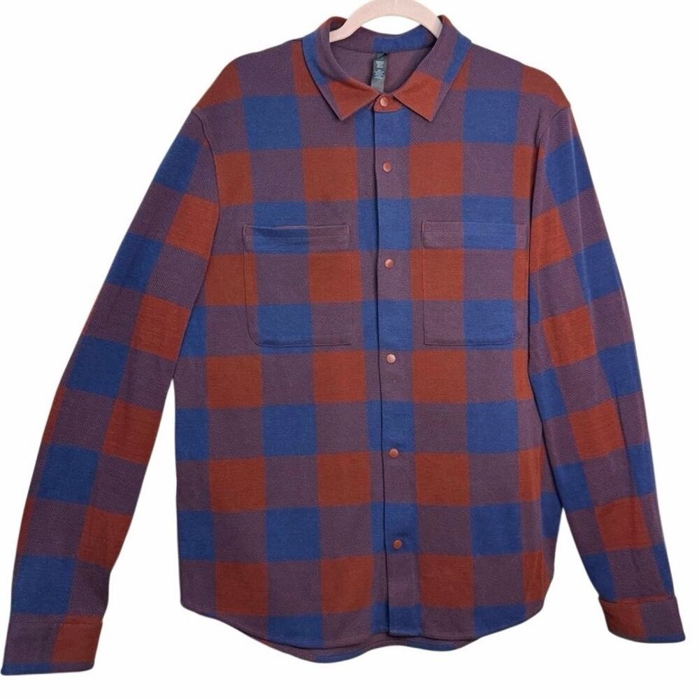 Lululemon Soft Knit Overshirt Check Plaid Rockwood Atmospheric Purple Men Large